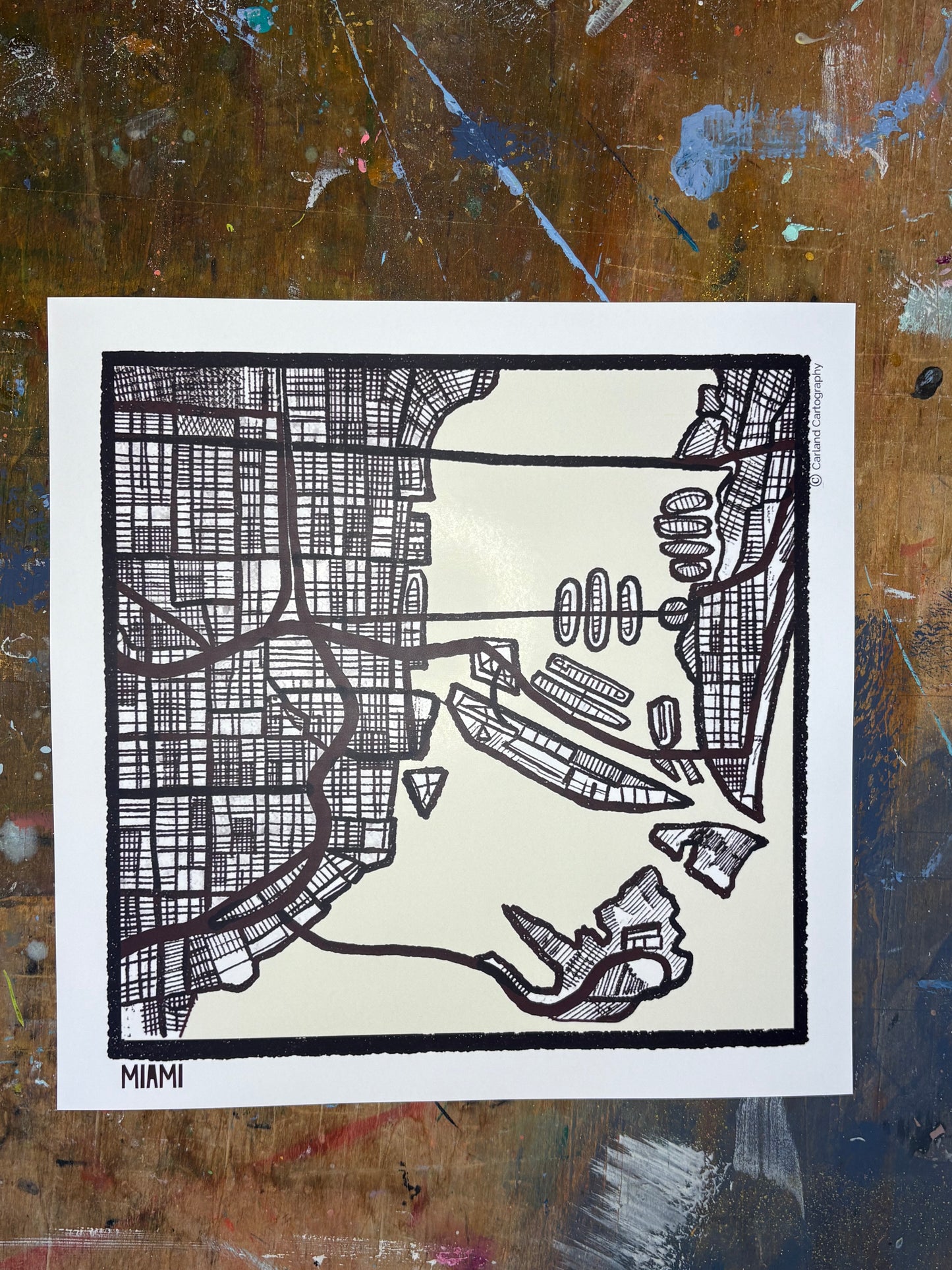 Miami FL City Map Art - Collector Edition - Digital Fine Art Print