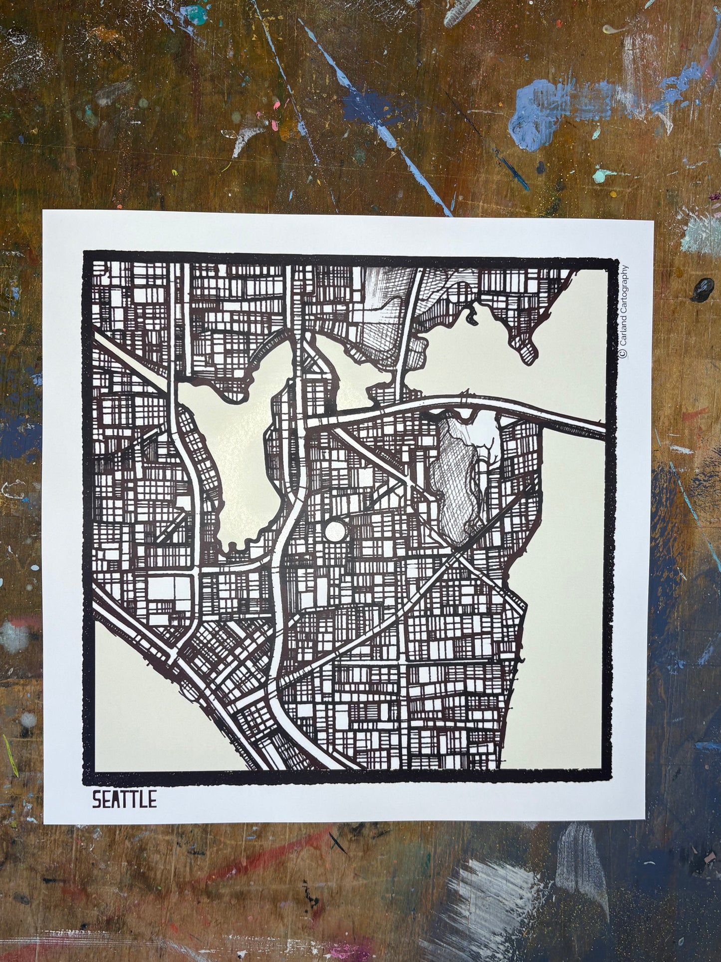 Seattle WA City Map Art - Collector Edition - Digital Fine Art Print