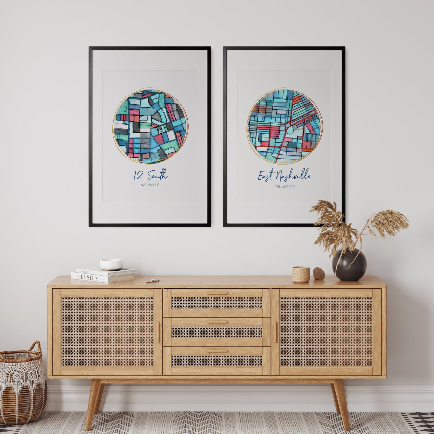 Nashville TN (12 South) Map Art - Digital Fine Art Print. Full Color