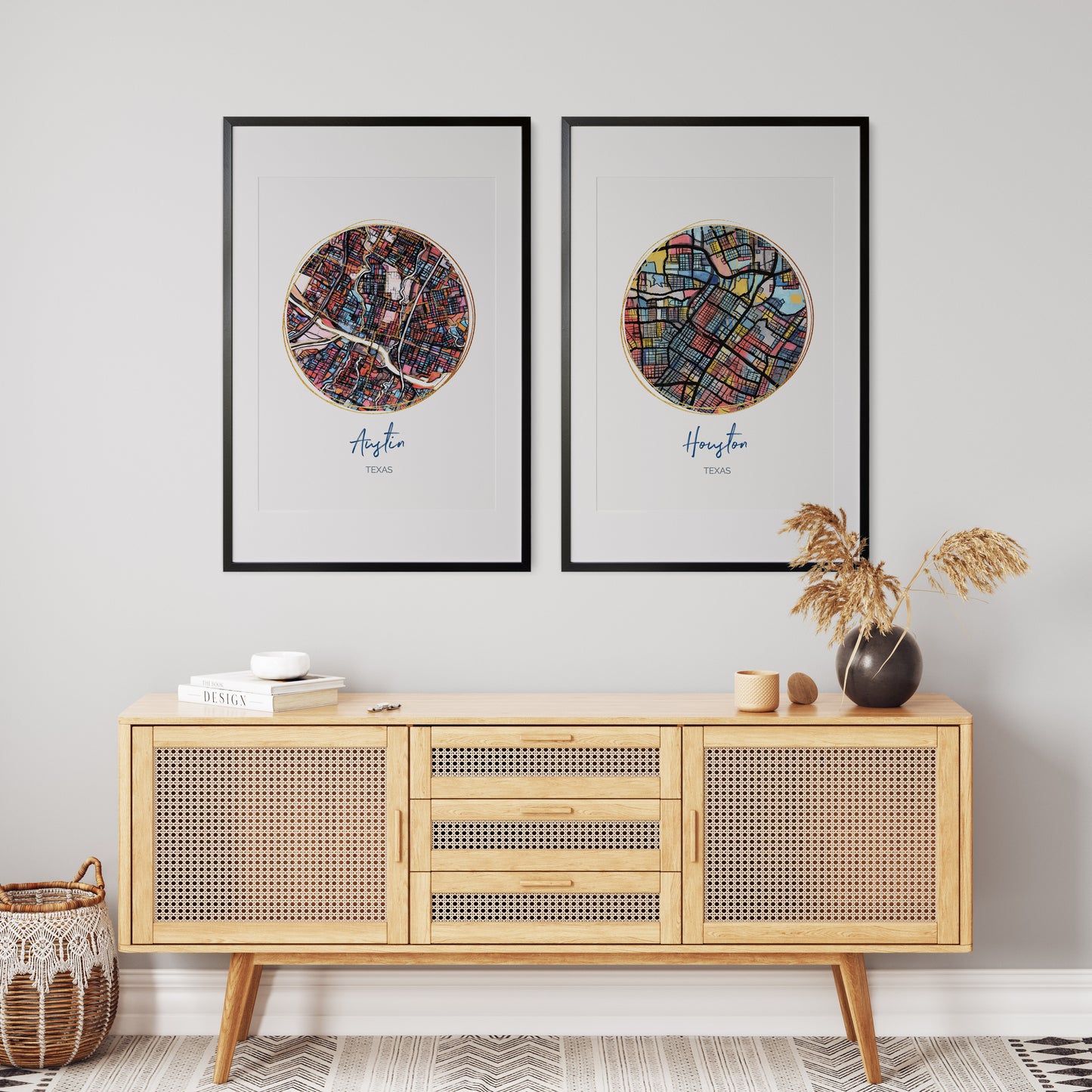 Houston TX Map Art - Digital Fine Art Print. Full Color.