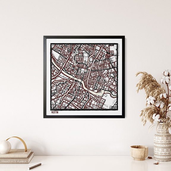 Austin TX City Map Art - Collector Edition  - Digital Fine Art Print