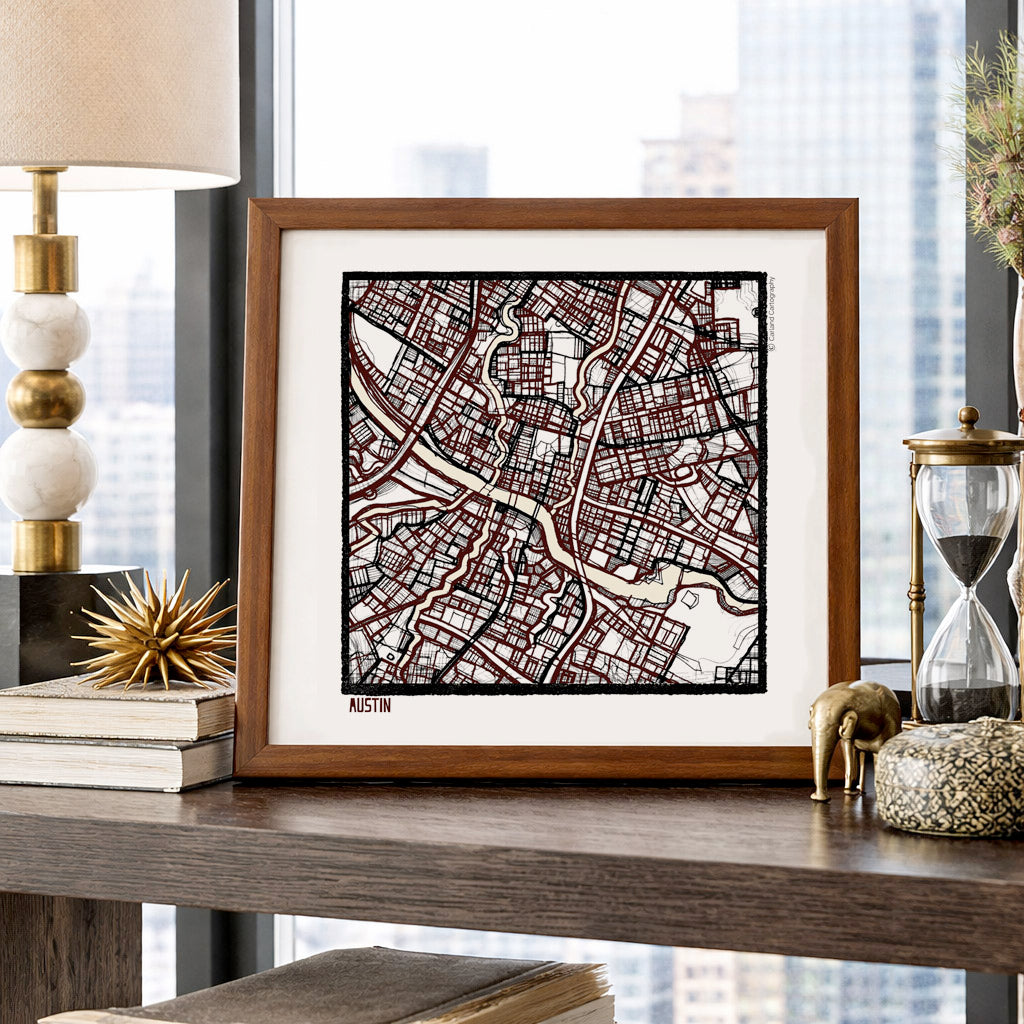 Austin TX City Map Art - Collector Edition  - Digital Fine Art Print