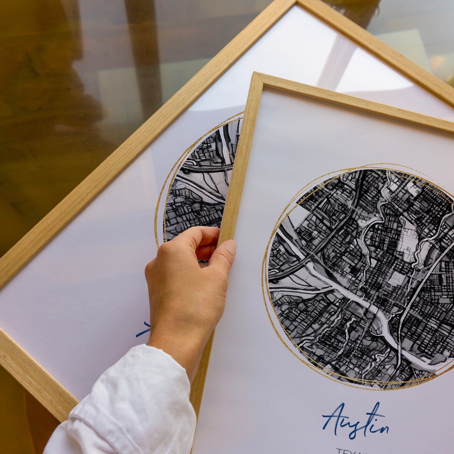 Austin TX Map Art - Digital Fine Art Print.  Black & White