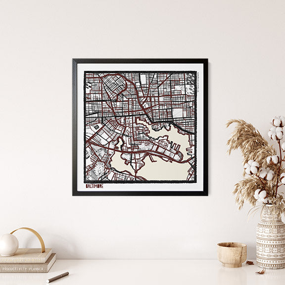 Baltimore MD City Map Art - Collector Edition  - Digital Fine Art Print
