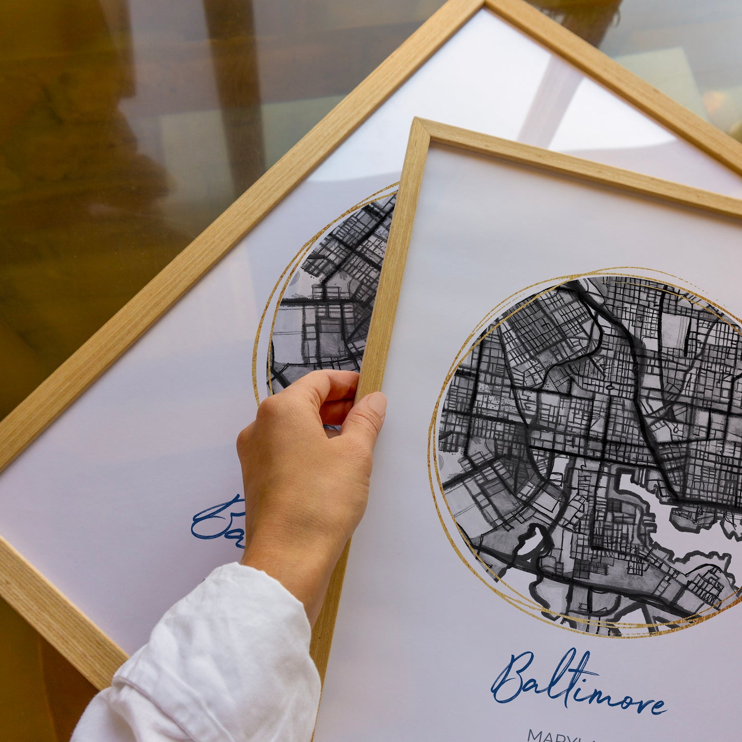 Baltimore MD Map Art - Digital Fine Art Print.  Black & White