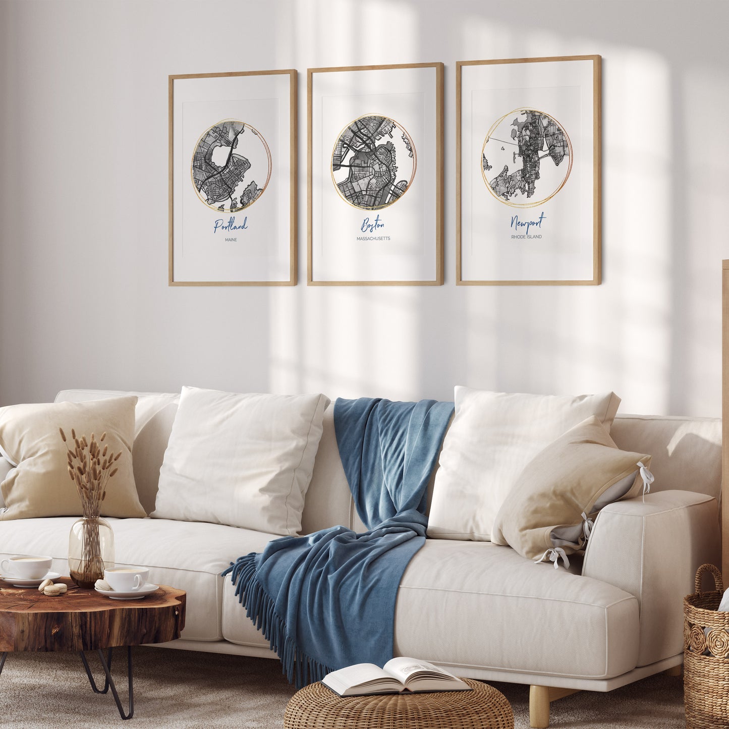 Boston MA Map Art - Digital Fine Art Print.  Black & White