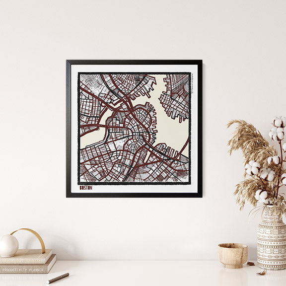 Boston MA City Map Art - Collector Edition  - Digital Fine Art Print