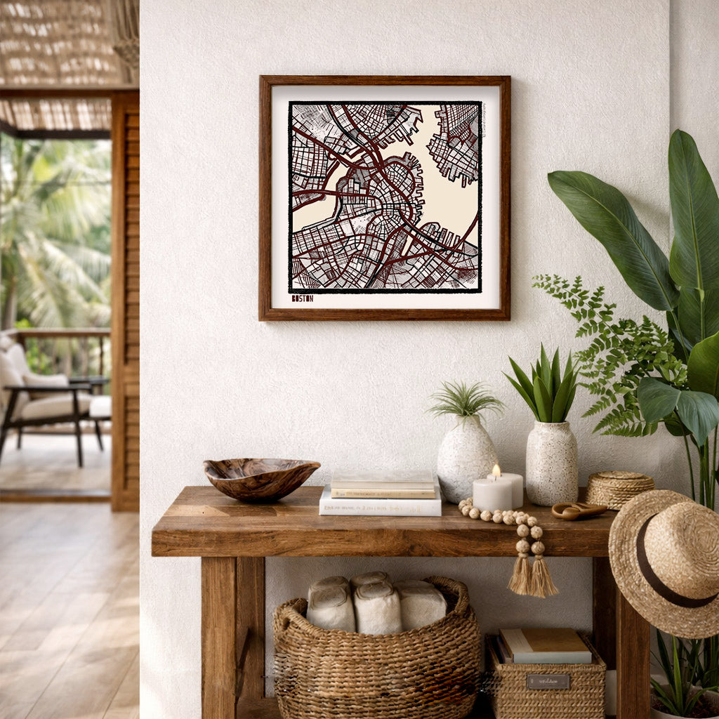Boston MA City Map Art - Collector Edition  - Digital Fine Art Print