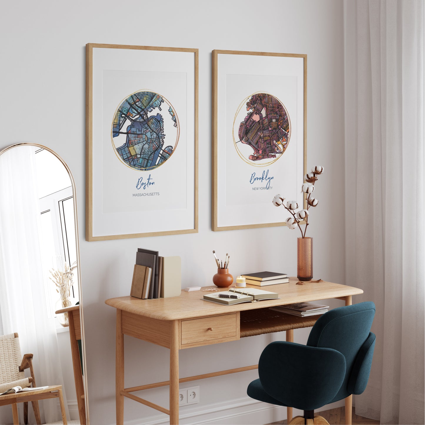 Brooklyn NYC Map Art - Digital Fine Art Print. Full Color.