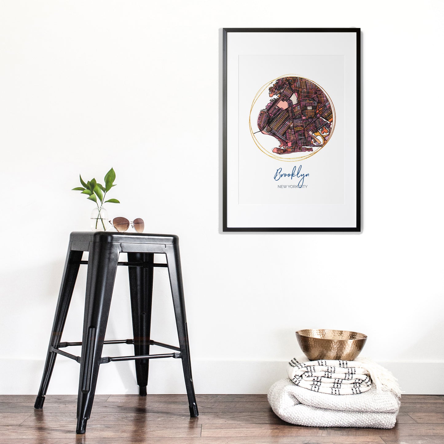 Brooklyn NYC Map Art - Digital Fine Art Print. Full Color.