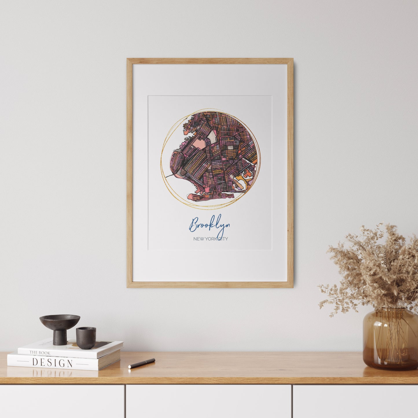 Brooklyn NYC Map Art - Digital Fine Art Print. Full Color.