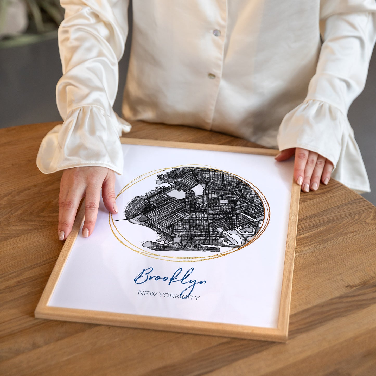 Brooklyn NYC Map Art - Digital Fine Art Print.  Black & White