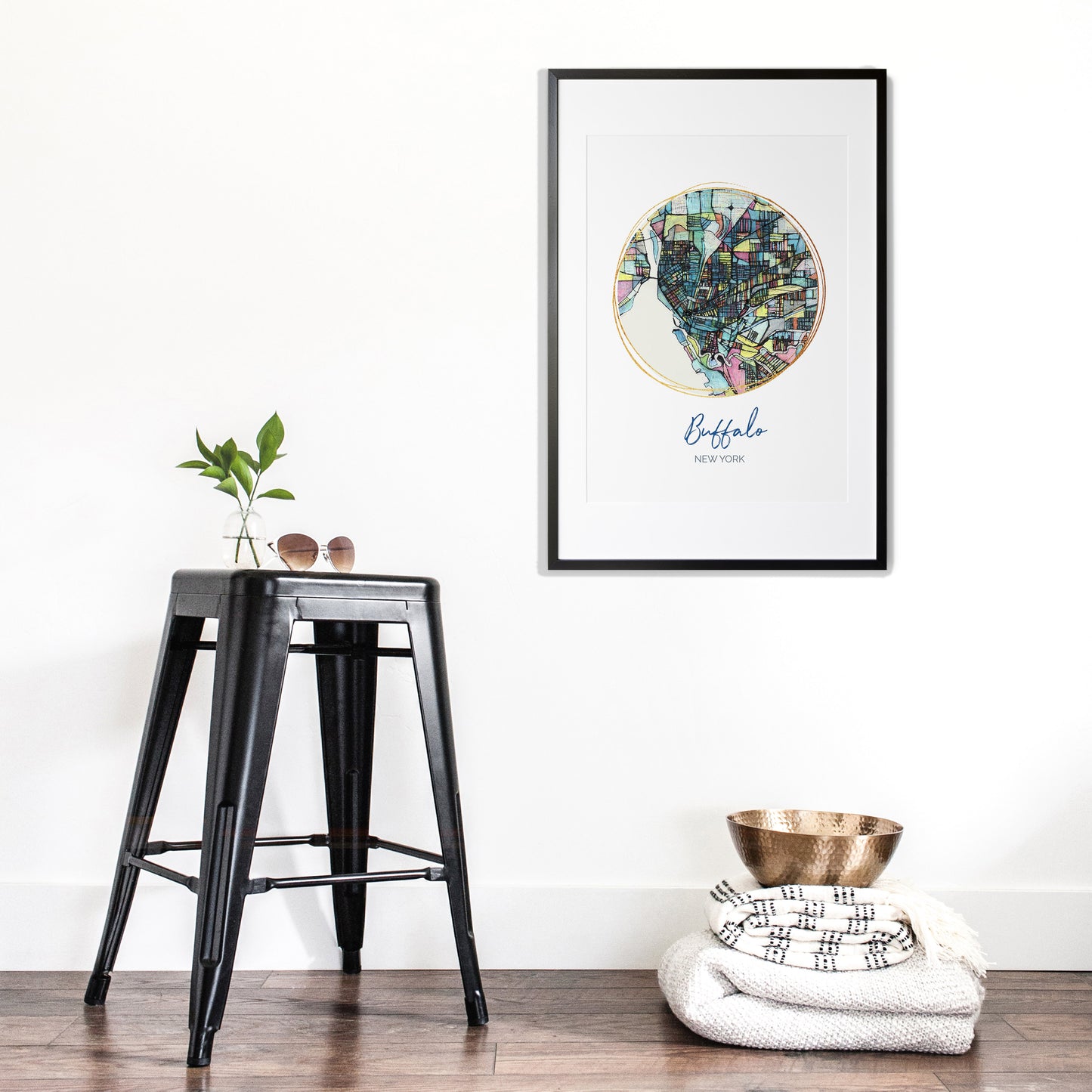 Buffalo NY Map Art - Digital Fine Art Print. Full Color.