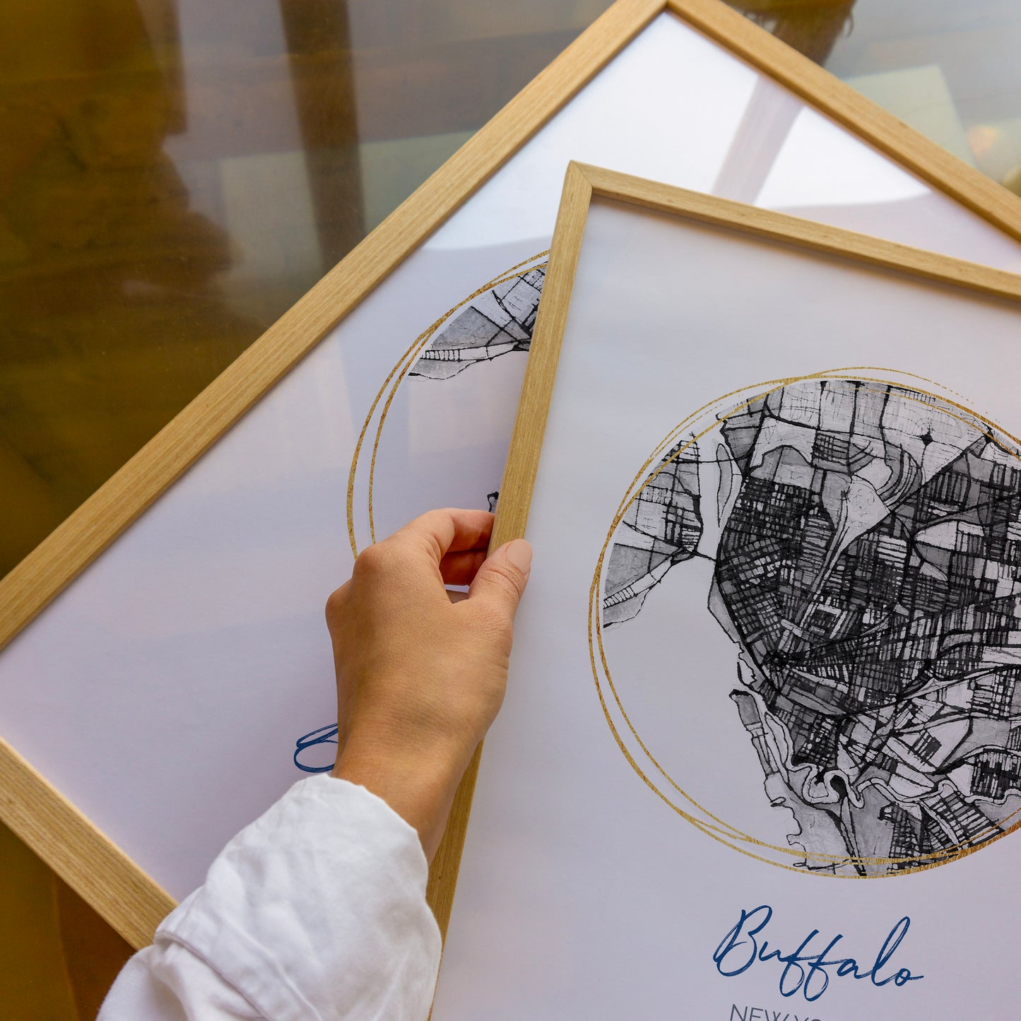 Buffalo NY Map Art - Digital Fine Art Print.  Black & White