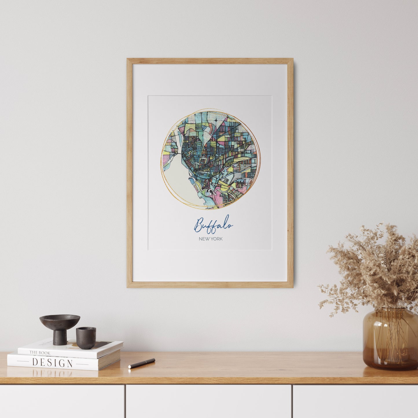 Buffalo NY Map Art - Digital Fine Art Print. Full Color.