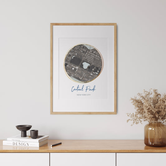 Central Park NYC Map Art - Digital Fine Art Print. Full Color.
