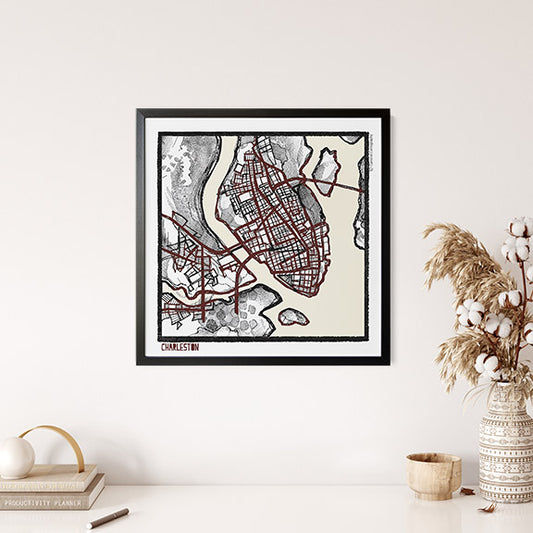 Charleston SC City Map Art - Collector Edition  - Digital Fine Art Print