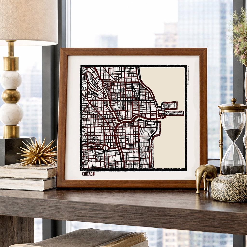 Chicago IL City Map Art - Collector Edition  - Digital Fine Art Print