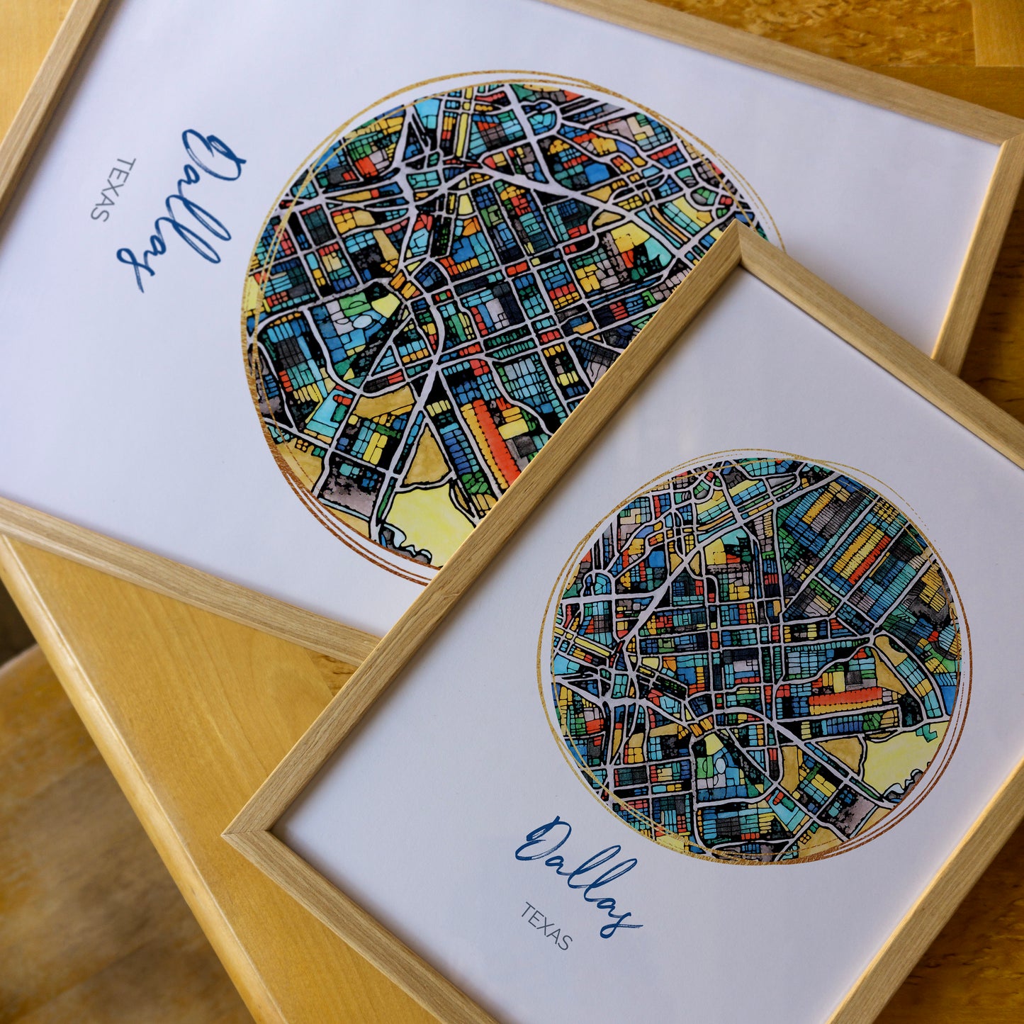 Dallas TX Map Art - Digital Fine Art Print. Full Color.