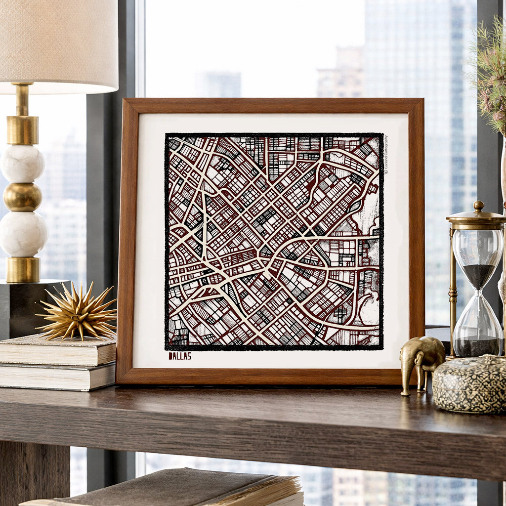Dallas TX City Map Art - Collector Edition  - Digital Fine Art Print