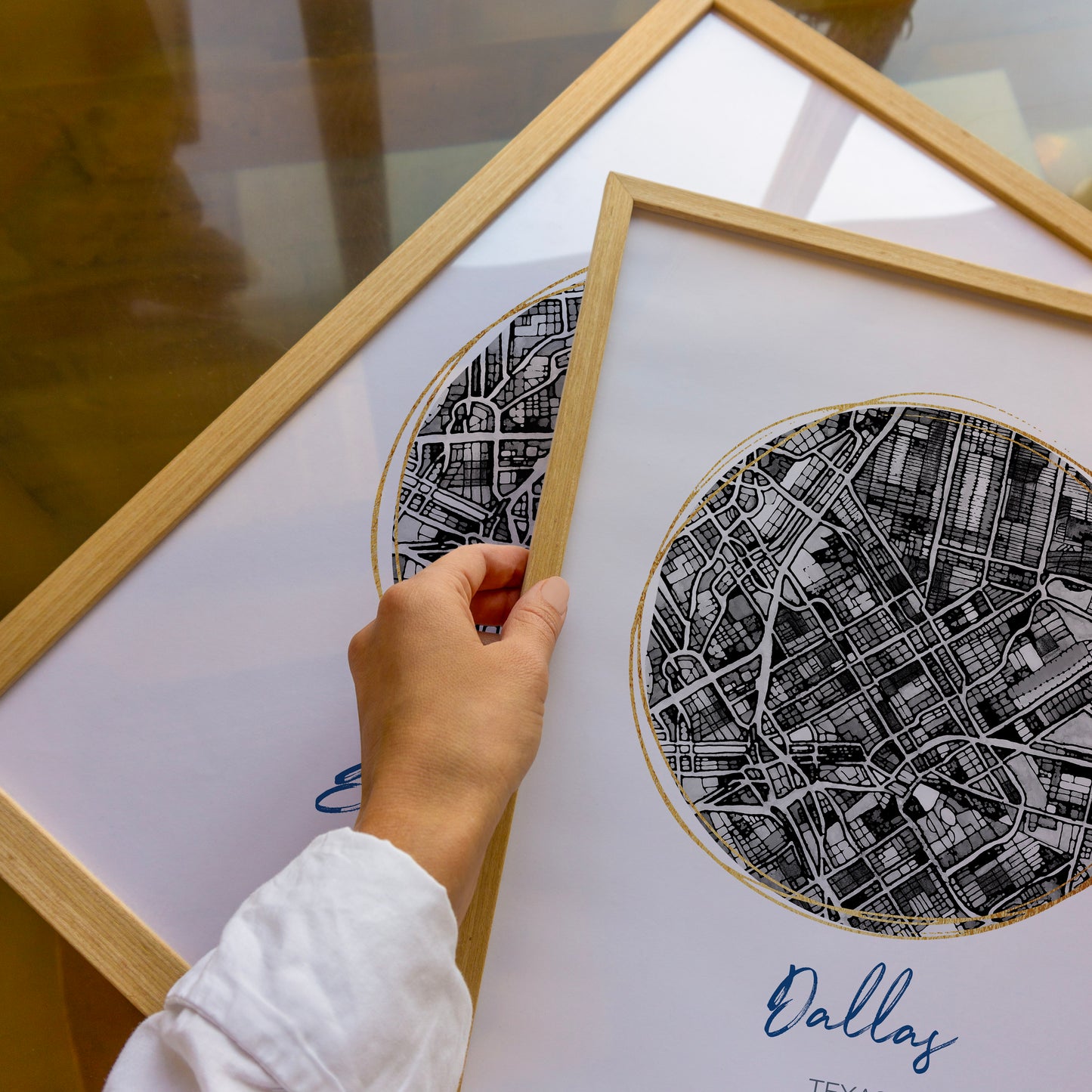 Dallas TX Map Art - Digital Fine Art Print.  Black & White
