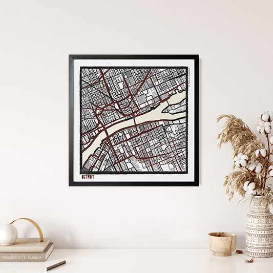 Detroit MI City Map Art - Collector Edition  - Digital Fine Art Print