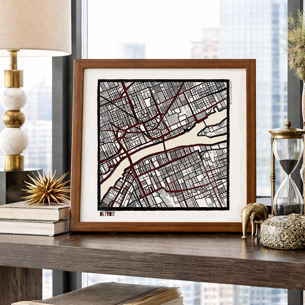 Detroit MI City Map Art - Collector Edition  - Digital Fine Art Print