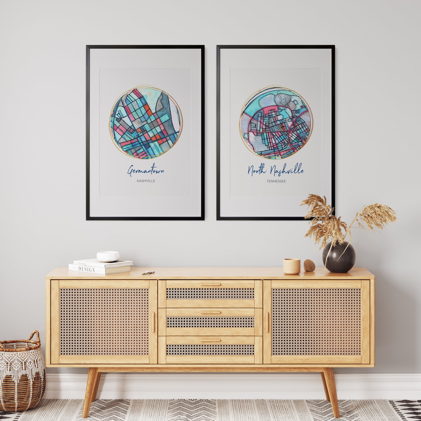 Nashville TN (Germantown) Map Art - Digital Fine Art Print. Full Color