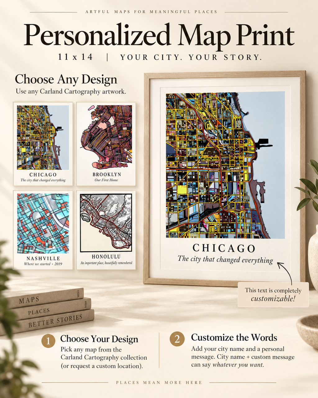 The Place That Matters. Personalized Map Print - VERTICAL 11x14"