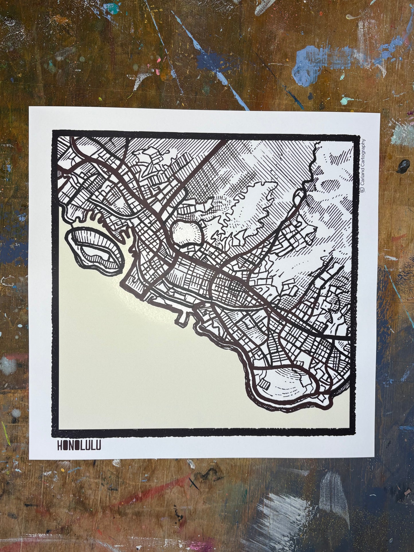 Honolulu HI City Map Art - Collector Edition  - Digital Fine Art Print