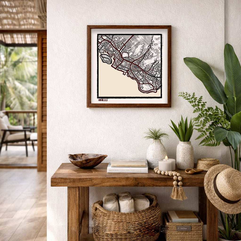 Honolulu HI City Map Art - Collector Edition  - Digital Fine Art Print