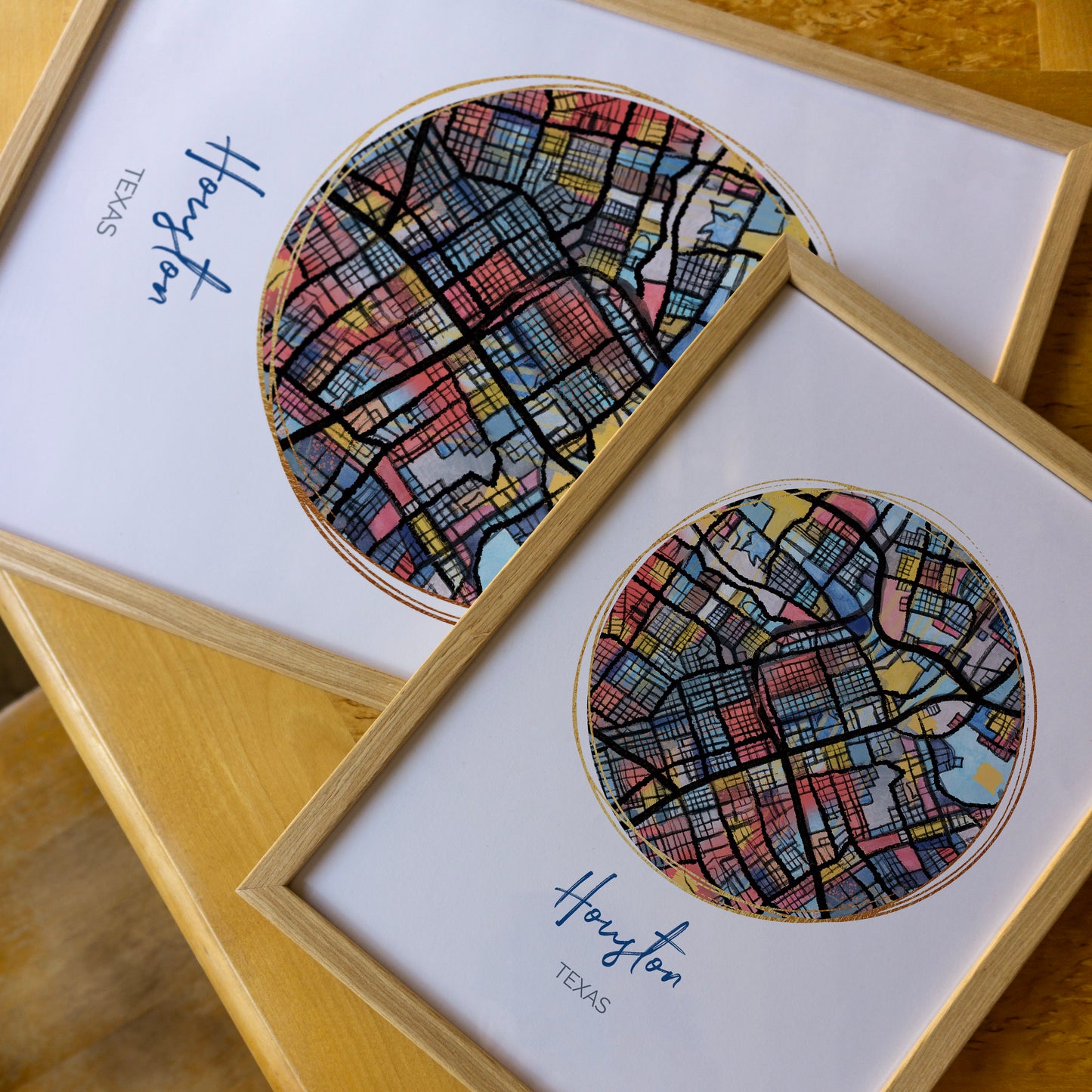 Houston TX Map Art - Digital Fine Art Print. Full Color.