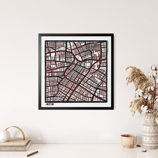 Houston TX City Map Art - Collector Edition  - Digital Fine Art Print