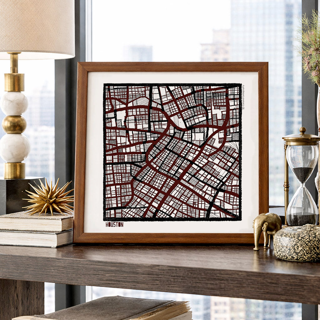 Houston TX City Map Art - Collector Edition  - Digital Fine Art Print