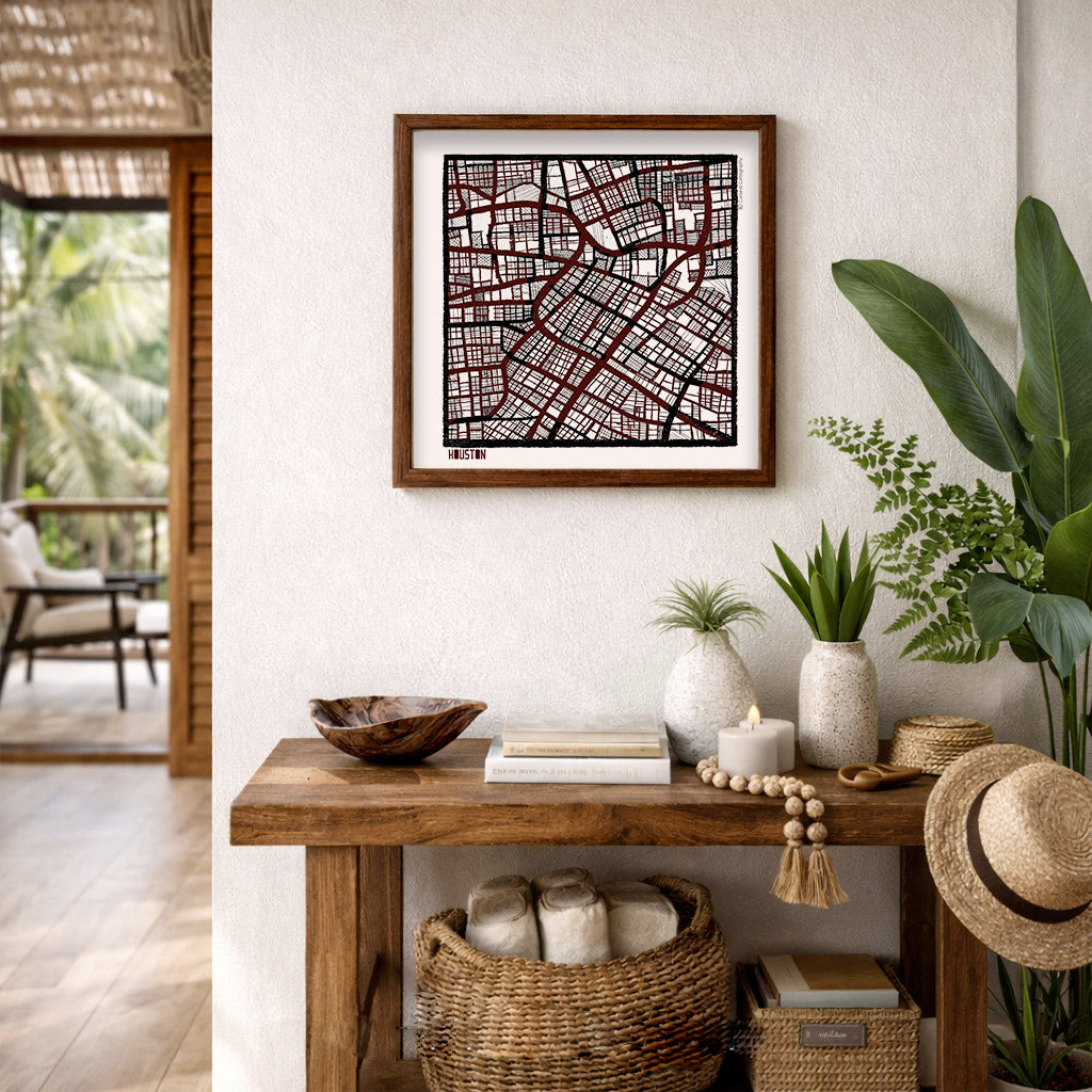 Houston TX City Map Art - Collector Edition  - Digital Fine Art Print