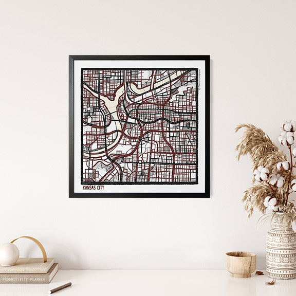 Kansas City MO City Map Art - Collector Edition  - Digital Fine Art Print