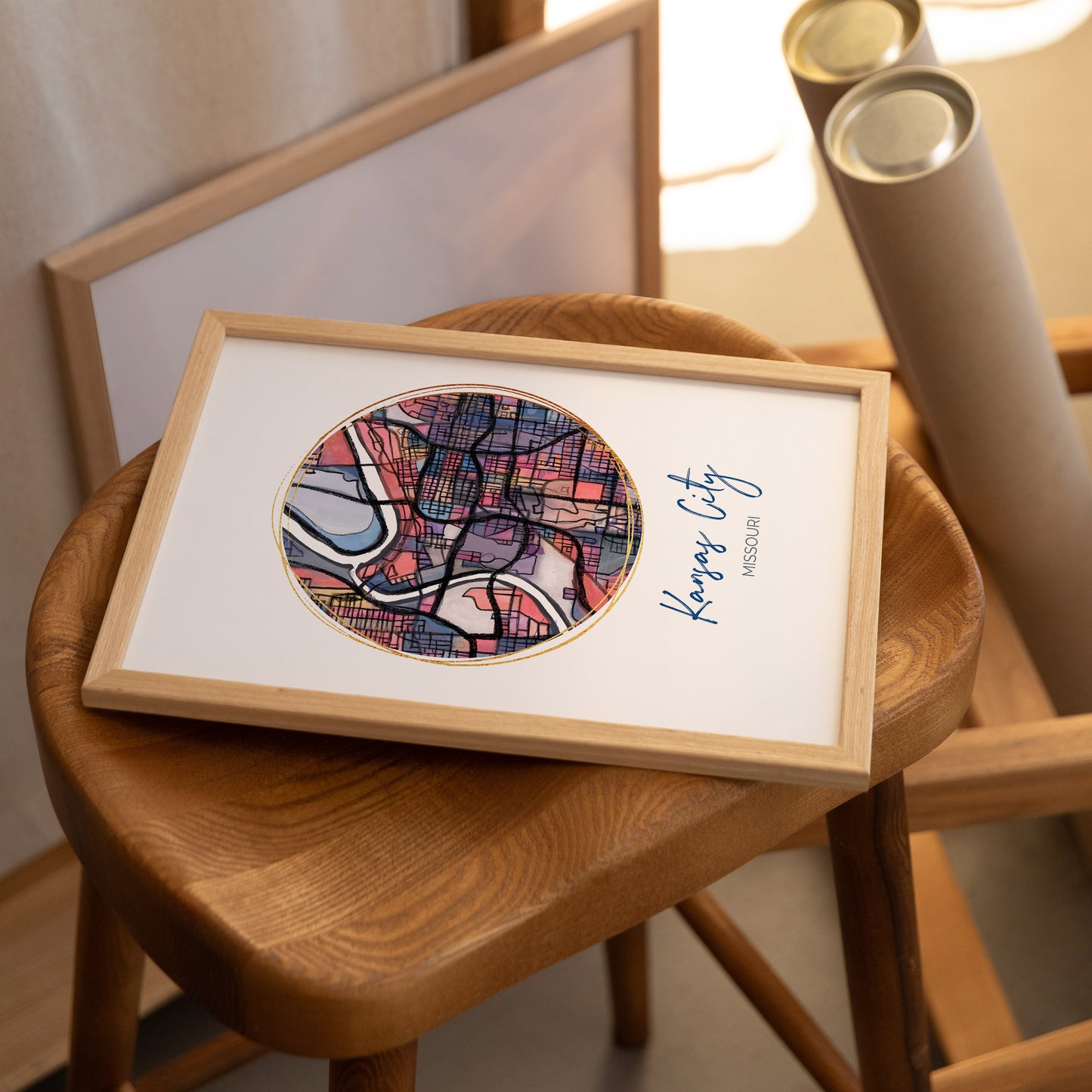 Kansas City MO Map Art - Digital Fine Art Print. Full Color.