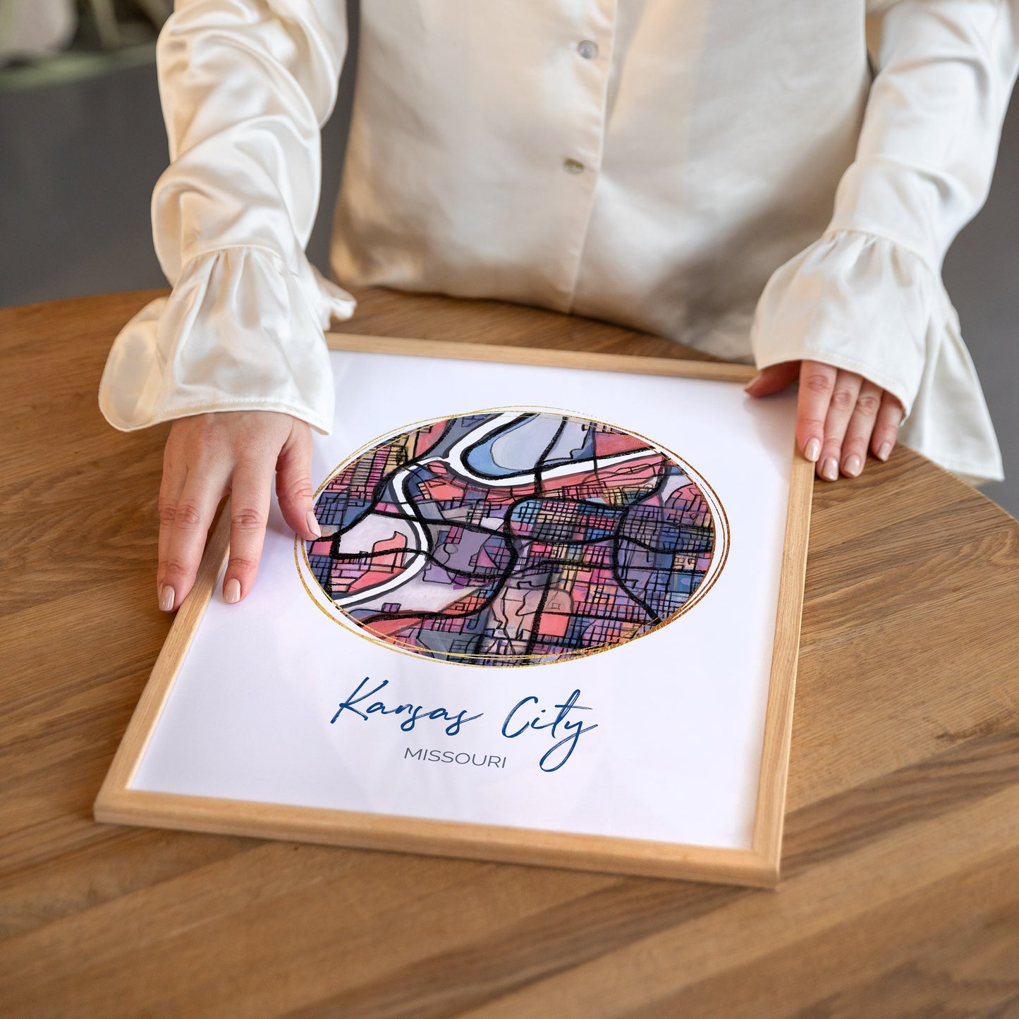 Kansas City MO Map Art - Digital Fine Art Print. Full Color.