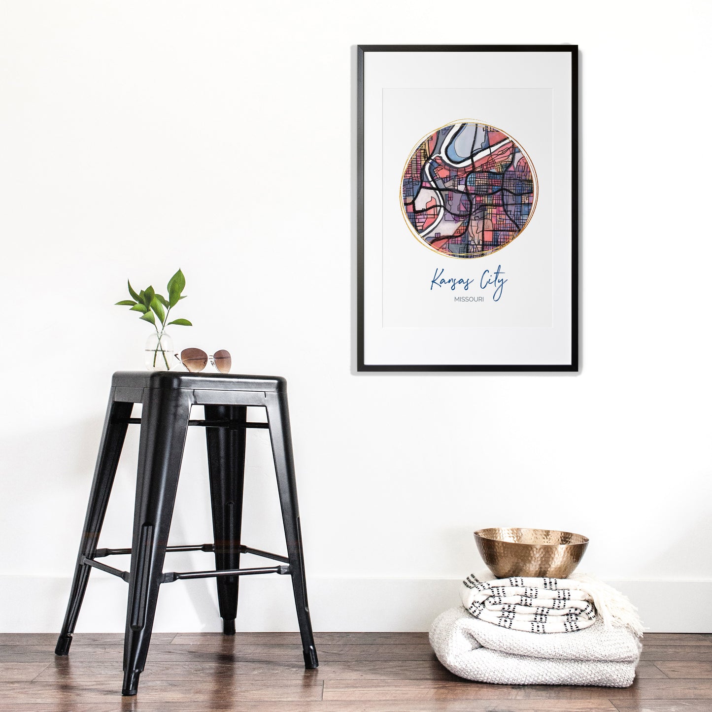 Kansas City MO Map Art - Digital Fine Art Print. Full Color.