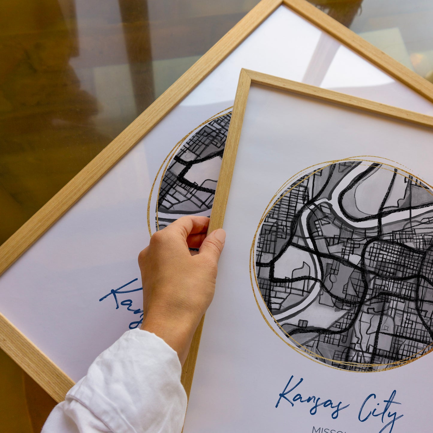 Kansas City MO Map Art - Digital Fine Art Print.  Black & White