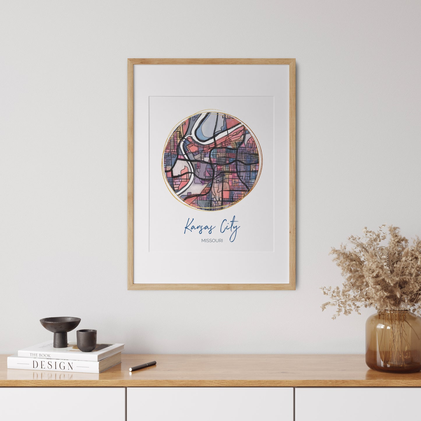 Kansas City MO Map Art - Digital Fine Art Print. Full Color.