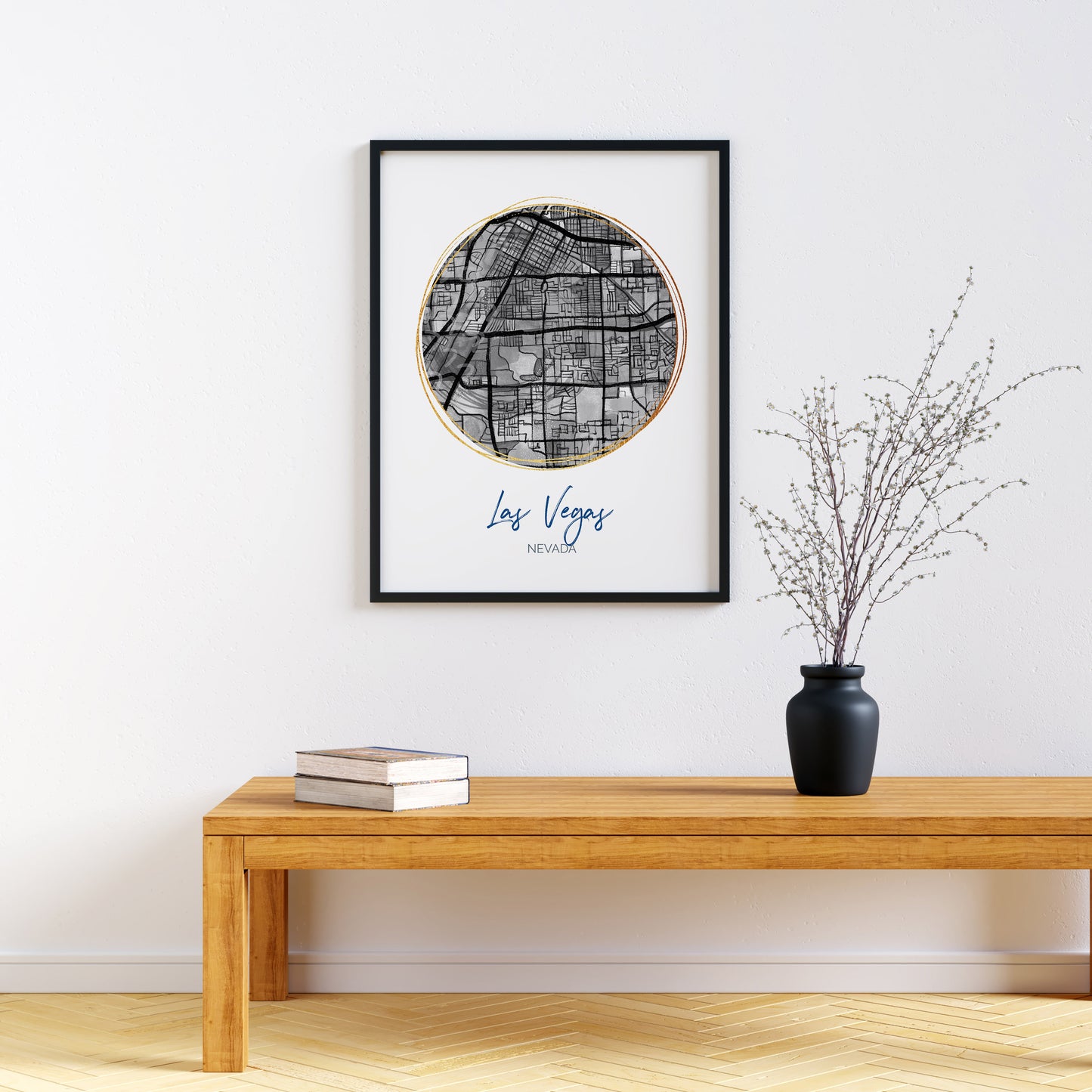 Las Vegas NV Map Art - Digital Fine Art Print.  Black & White