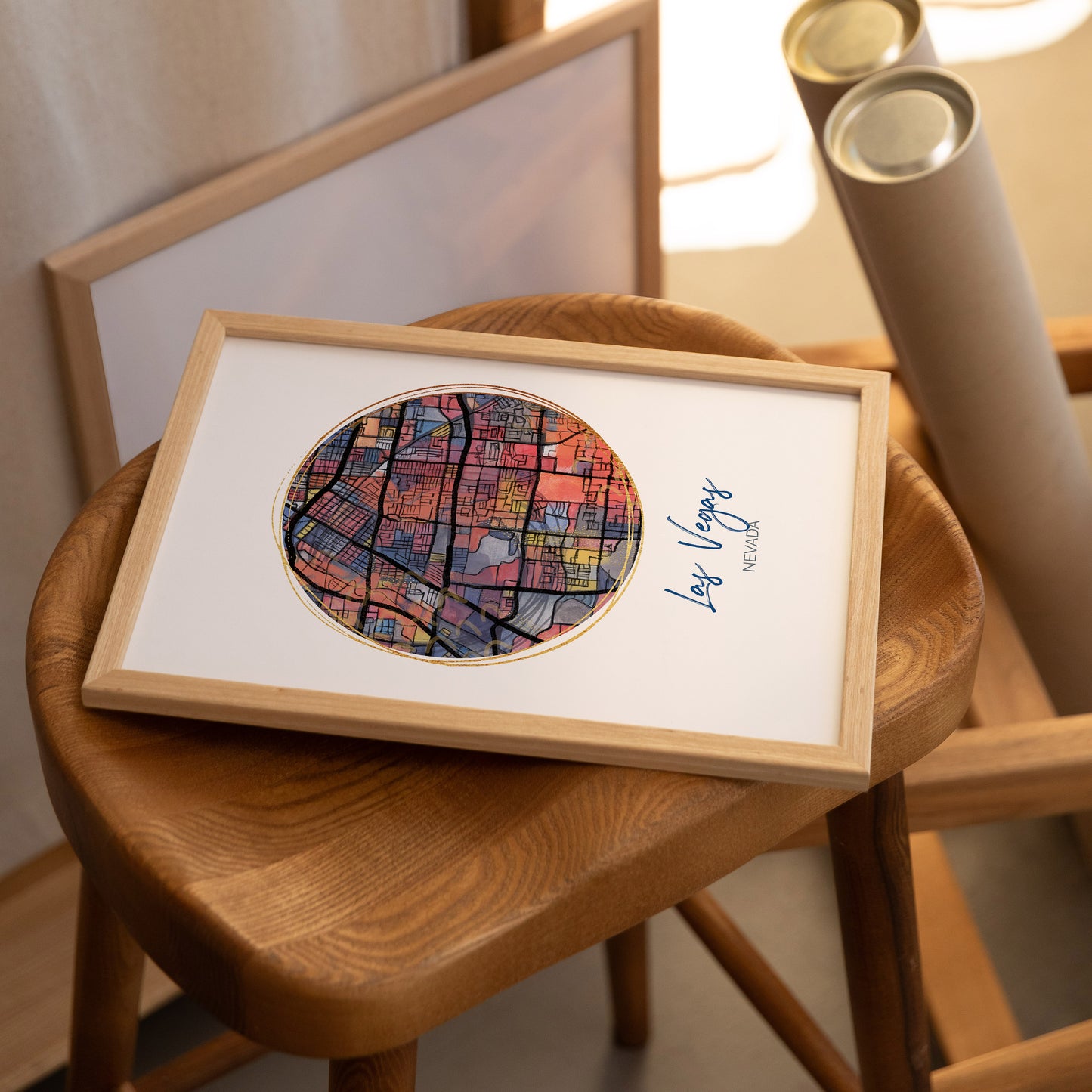 Las Vegas NV Map Art - Digital Fine Art Print. Full Color.