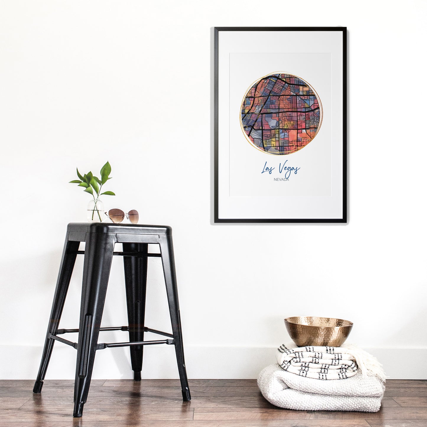 Las Vegas NV Map Art - Digital Fine Art Print. Full Color.