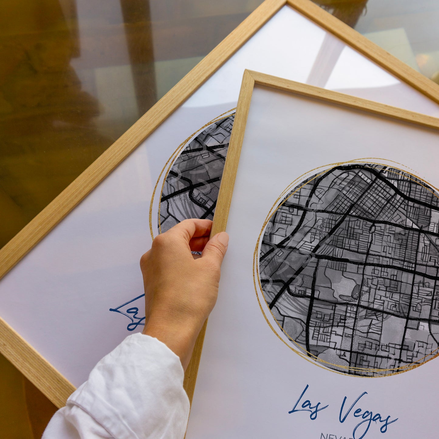Las Vegas NV Map Art - Digital Fine Art Print.  Black & White