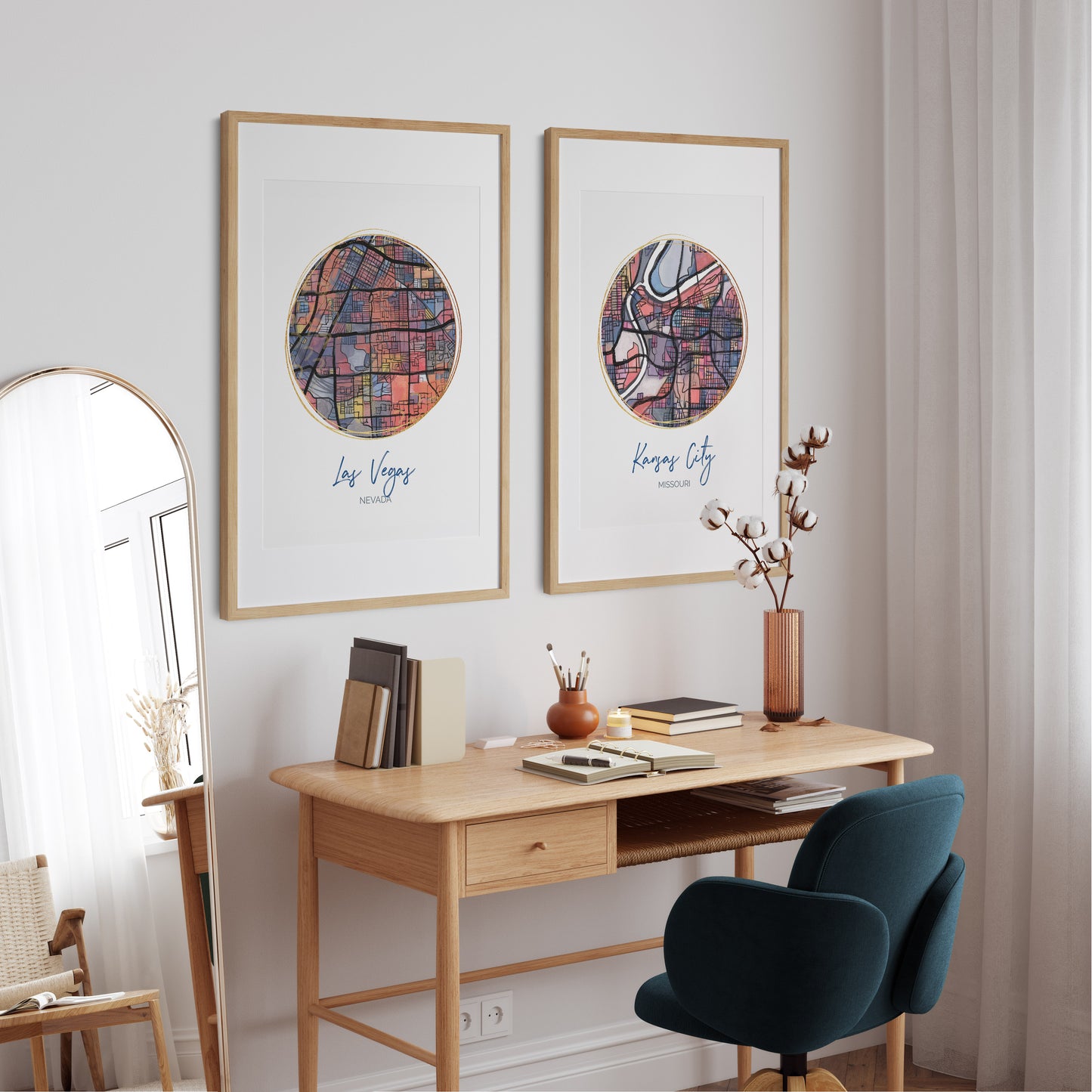 Kansas City MO Map Art - Digital Fine Art Print. Full Color.