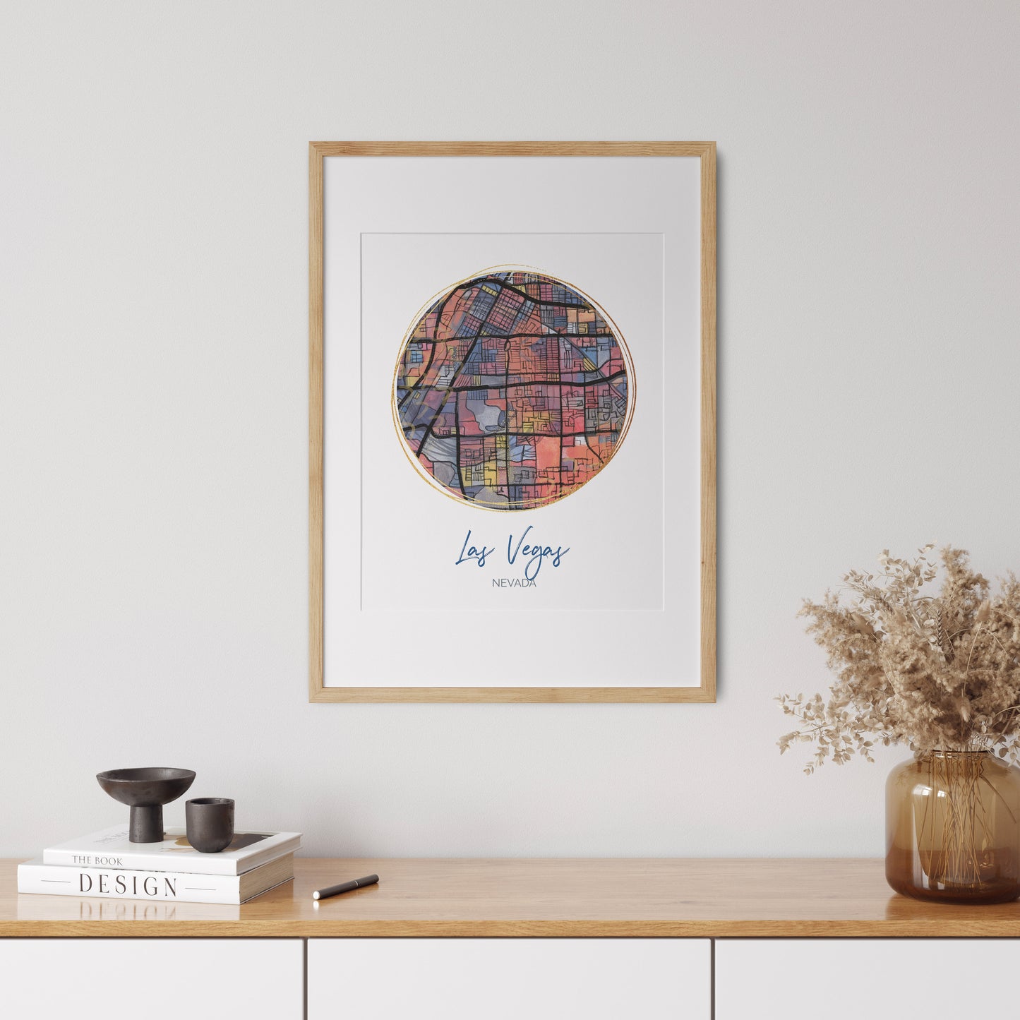 Las Vegas NV Map Art - Digital Fine Art Print. Full Color.