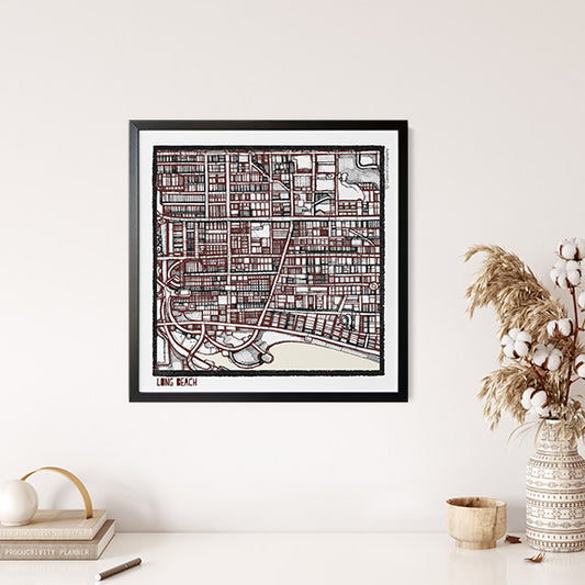 Long Beach CA City Map Art - Collector Edition  - Digital Fine Art Print