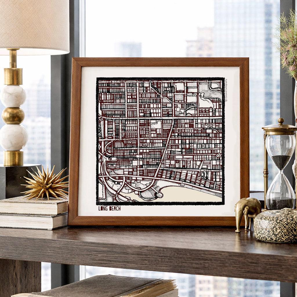 Long Beach CA City Map Art - Collector Edition  - Digital Fine Art Print