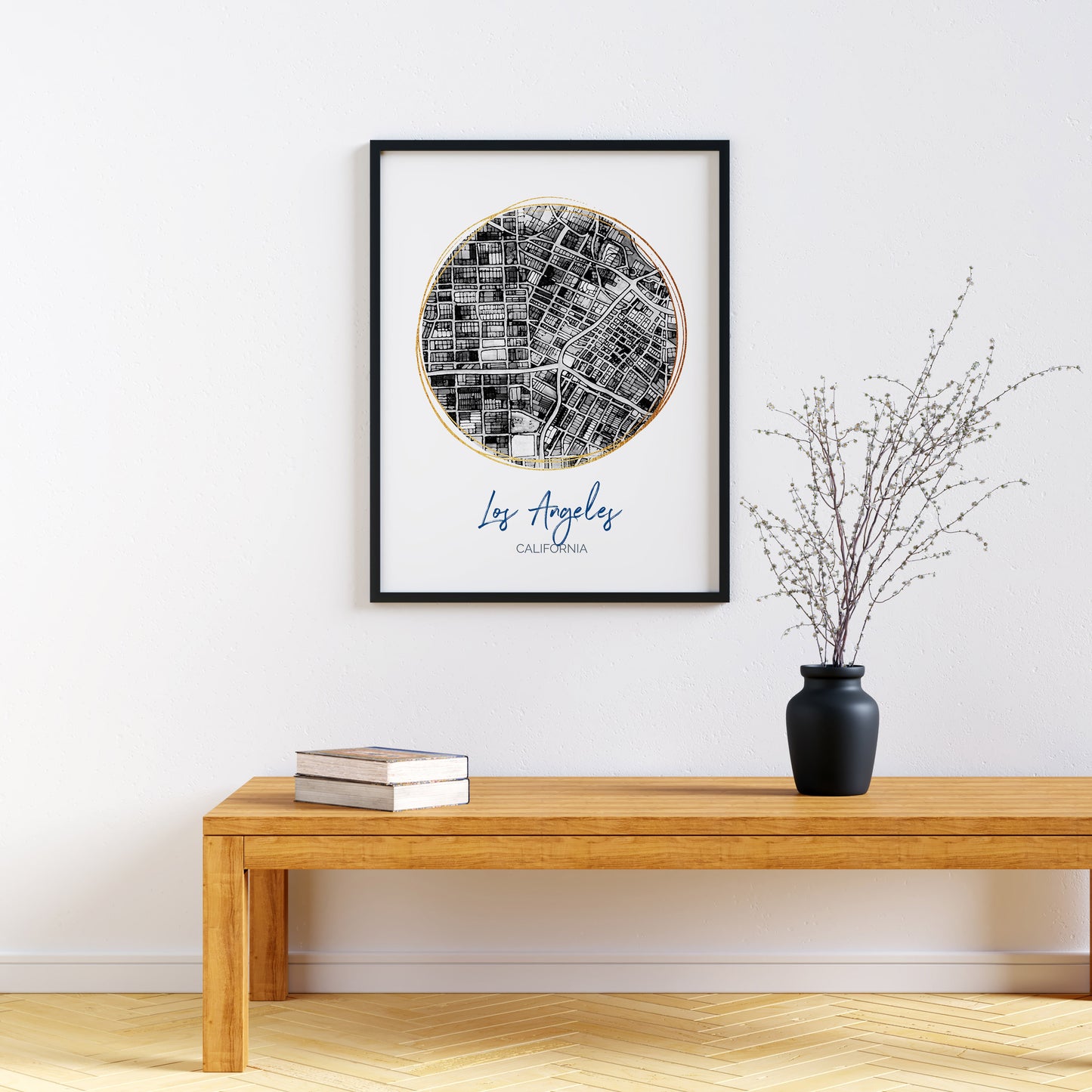 Los Angeles CA Map Art - Digital Fine Art Print.  Black & White